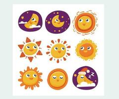 zon maan verzameling illustratie vector