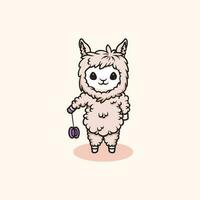 schattig alpaca spelen yoyo tekenfilm illustratie vector