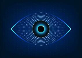 oog technologie abstract achtergrond technologie helpt naar snel vind informatie of gedrag bedrijf door de internetten. donker blauw ogen met een blauw helling plek achtergrond. naar kijken modern vector