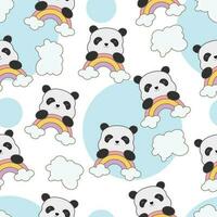 vector naadloos patroon met schattig kawaii panda tekenfilm dieren achtergrond kinderachtig