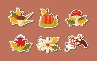 herfst bloemen sticker vector