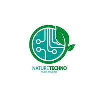 ontwerp logo natuur technologie vector illustratie