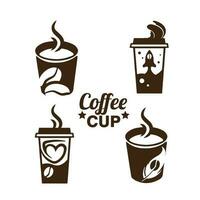 ontwerp logo reeks koffie papier kop vector illustratie