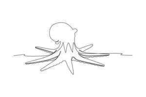 single een lijn tekening vis en wild marinier dieren concept. doorlopend lijn trek ontwerp grafisch vector illustratie.