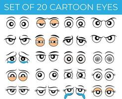 reeks van 20 tekenfilm ogen, verzameling van 20 vector tekenfilm ogen