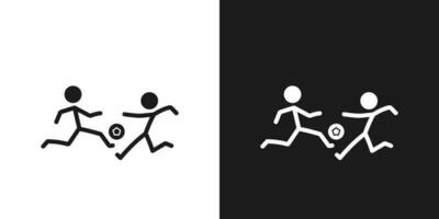 voetbal icoon pictogram vector ontwerp. stok figuur mannen voetbal spelers vector icoon teken symbool pictogram. team sport- concept