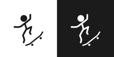 skateboarden icoon pictogram vector ontwerp. stok figuur Mens skateboarder jumping Aan de skateboard vector icoon teken symbool pictogram