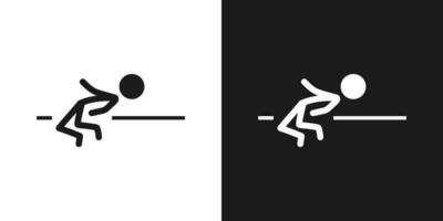 hoog jumping icoon pictogram vector ontwerp. stok figuur Mens hoog jumping atleet vector icoon teken symbool pictogram