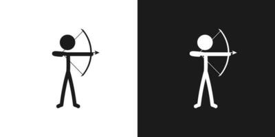 boogschieten sport icoon pictogram vector ontwerp. stok figuur Mens boogschutter atleet vector icoon teken symbool pictogram