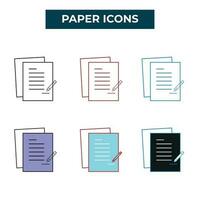 bedrijf contract icoon set. papier met potlood icoon vector illustratie.