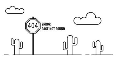 404 bladzijde niet gevonden fout internet bladzijde met woestijn en cactus vector