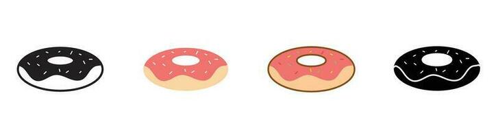 donut icoon glazuur donut dik schets icoon silhouet vector