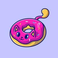 schattig kat donut tekenfilm vector icoon illustratie. dier voedsel icoon concept geïsoleerd premie vector. vlak tekenfilm stijl