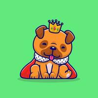 schattig koning mopshond hond slapen tekenfilm vector icoon illustratie. dier natuur icoon concept geïsoleerd premie vector. vlak tekenfilm stijl