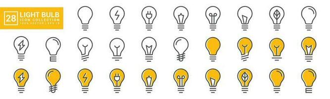 verzameling van licht lamp icoon, idee, technologie, elektronica, elektriciteit, bewerkbare en aanpasbaar eps 10. vector
