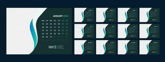 kalender, 2024, muur, kalender, sjabloon vector