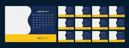 kalender, 2024, muur, kalender, sjabloon vector