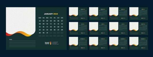 kalender, 2024, muur, kalender, sjabloon vector