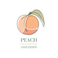 perzik tropisch fruit logo ontwerp lijn kunst stijl met kleurrijk vorm geven aan. vector illustratie voor cafe, winkel, web plaats, kaart