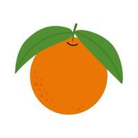 oranje met bladeren citrus fruit vegetarisch voedsel icoon vector