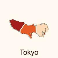 tokyo hoog gedetailleerd illustratie kaart, Japan kaart, wereld kaart land vector illustratie sjabloon