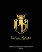 eerste pb brief met schild stijl logo sjabloon vector