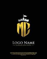 eerste mc brief met schild stijl logo sjabloon vector