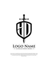 eerste yd brief met schild stijl logo sjabloon vector