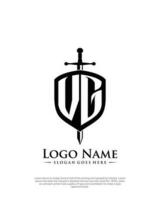 eerste vg brief met schild stijl logo sjabloon vector