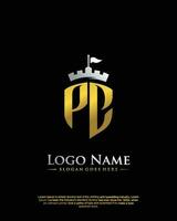 eerste pc brief met schild stijl logo sjabloon vector
