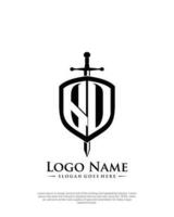 eerste qd brief met schild stijl logo sjabloon vector
