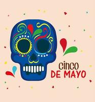 cinco de mayo poster met schedel versierd vector