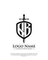 eerste qb brief met schild stijl logo sjabloon vector