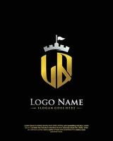 eerste lq brief met schild stijl logo sjabloon vector