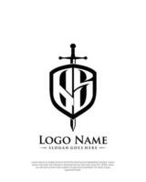 eerste qs brief met schild stijl logo sjabloon vector