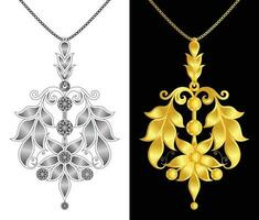ketting zilver gouden sieraden kolken hangers sterling zilver kettingen ornamenten veelkleurig vector