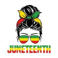 juneteenth rommelig bun shirt, rommelig bun vector, juneteenth shirt, zwart overhemd afdrukken sjabloon vector