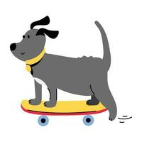 modieus hond skateboarden vector