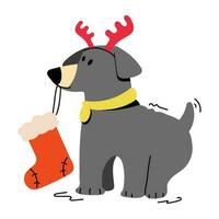 modieus Kerstmis hond vector