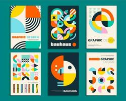 bauhaus posters met meetkundig abstract patronen vector