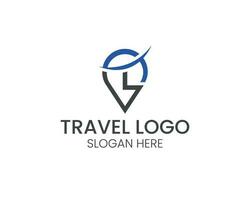 reizen logo brief t en icoon ontwerp vector