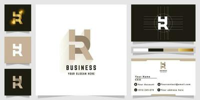 brief hr of rh monogram logo met bedrijf kaart ontwerp vector