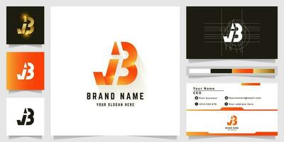 brief jb of j3 monogram logo met bedrijf kaart ontwerp vector