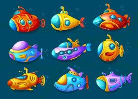 tekenfilm onderwater- onderzeeërs, vector spel Bedrijfsmiddel