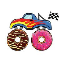 vector illustratie schattig donut monster vrachtauto