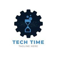 tech tijd logo ontwerp vector sjabloon