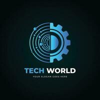 abstract technologie wereld logo ontwerp vector