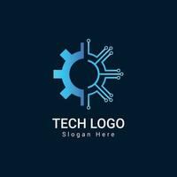 uitrusting tech logo met instelling icoon ontwerp vector sjabloon