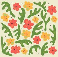 reeks van hand- getrokken bladeren, bloemen en planten. abstract hedendaags modern modieus illustratie. vector