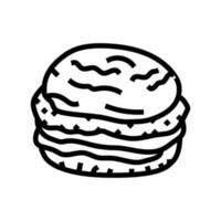 ham bun voedsel maaltijd lijn icoon vector illustratie